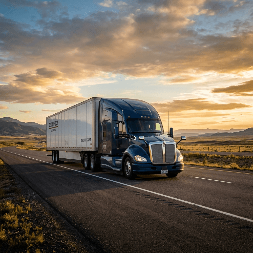 Tractor-trailer on the highway
